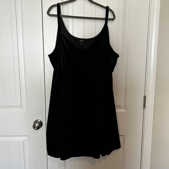 Torrid Black Velvet Lace Trim Trapeze Dress Women’s Plus Size 4 A-Line Spaghetti - Picture 2 of 15